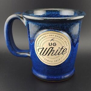 UG White Mercantile Mug‎ Athens Alabama Sunset Hill Stoneware USA Made